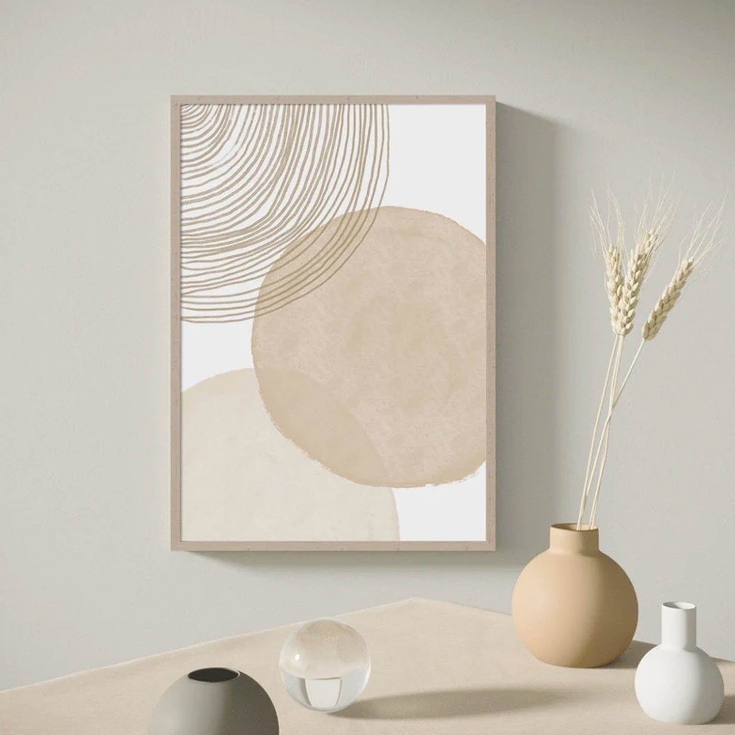 Decoración Boho, Arte Beige, Impresión abstracta 17