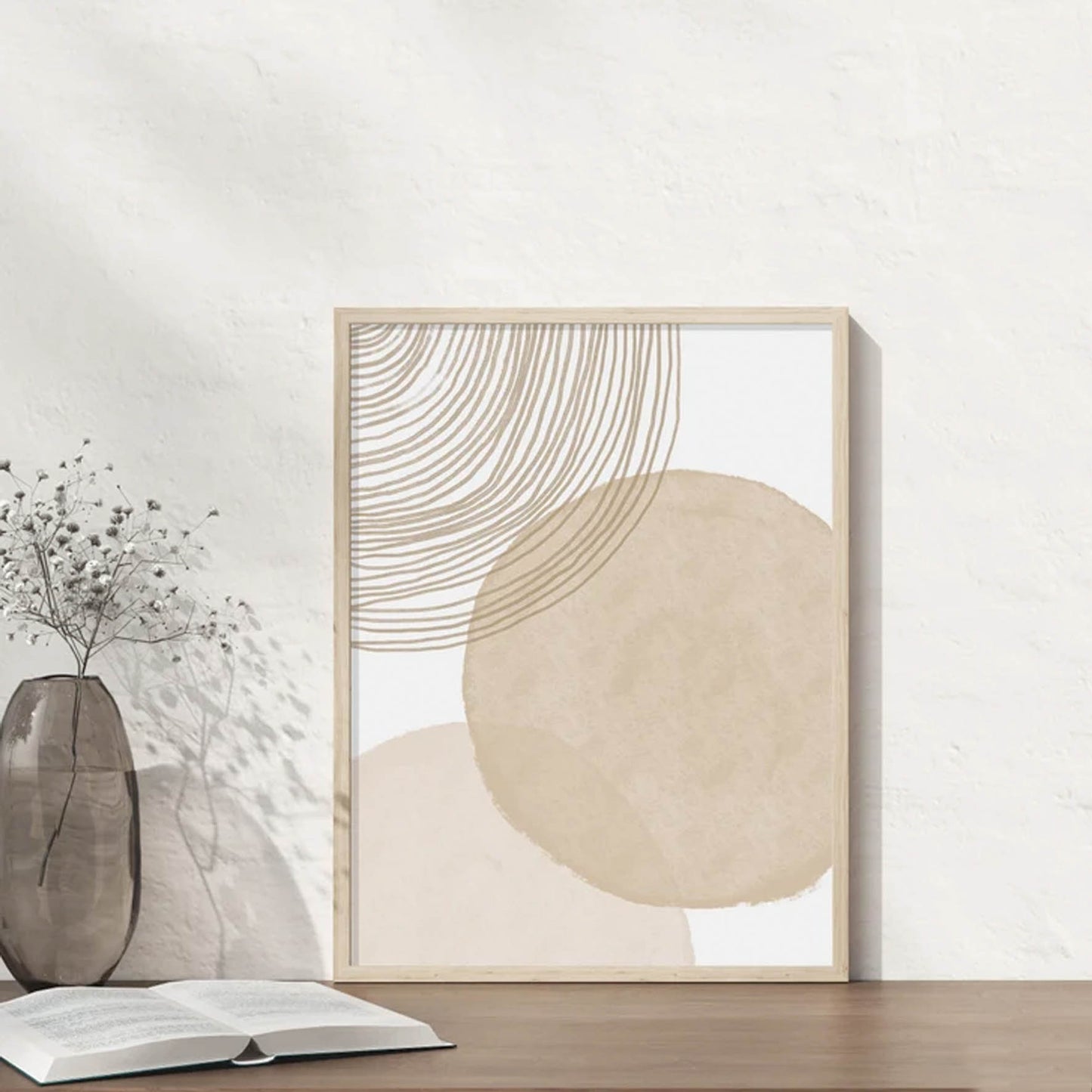 Decoración Boho, Arte Beige, Impresión abstracta 17