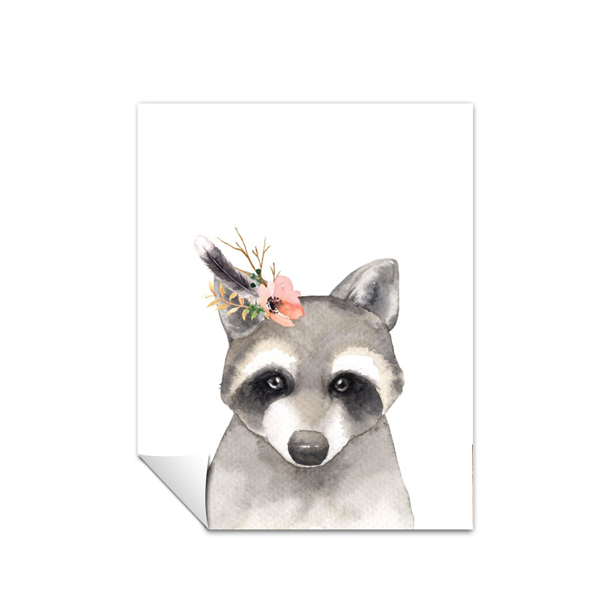 Animales mapache Flores decoración 189