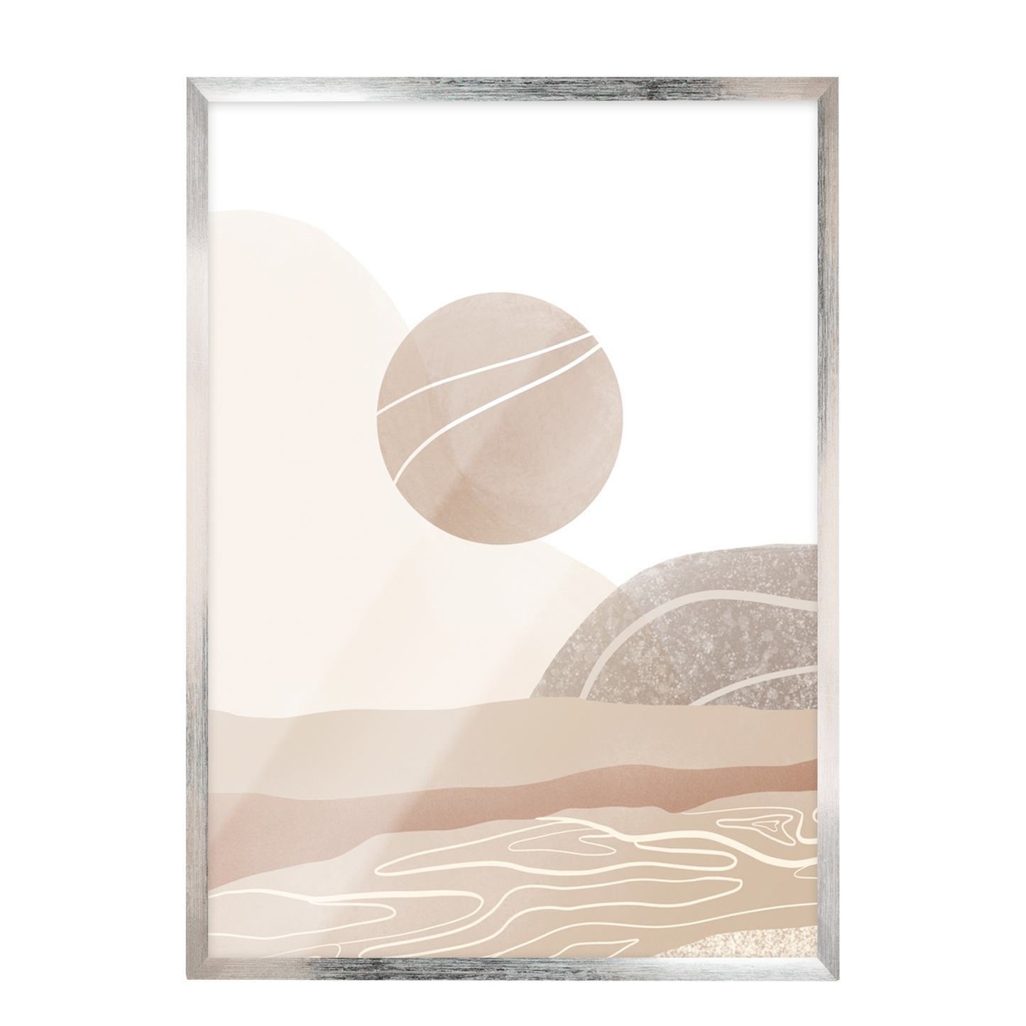 Pintura abstracta del sol, Arte marrón beige 18