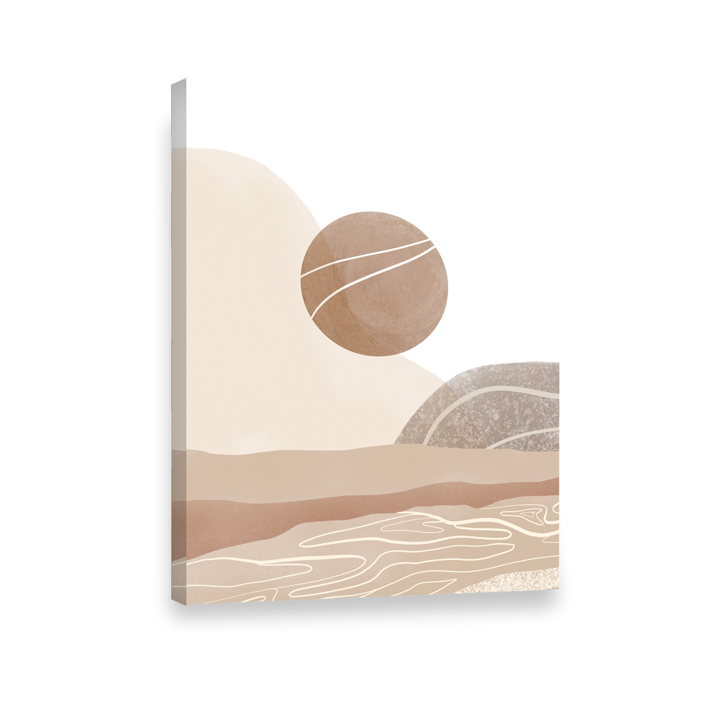 Pintura abstracta del sol, Arte marrón beige 18