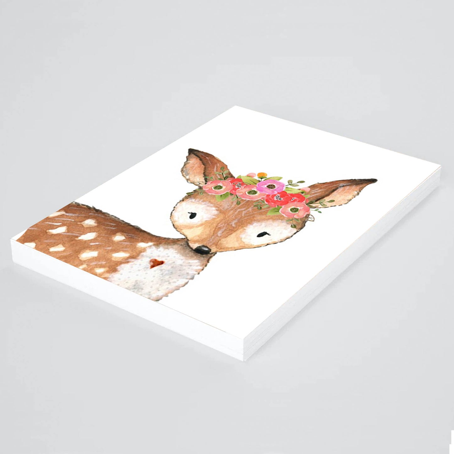 Acuarela Animales Flores Ciervo, decoración 226