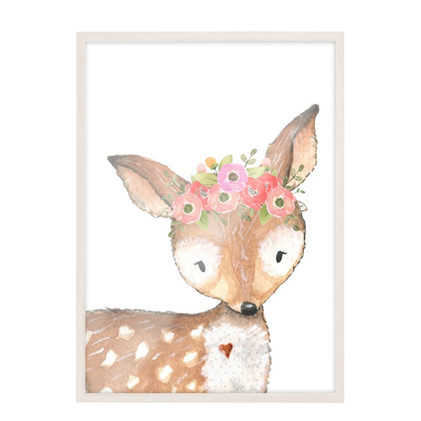 Acuarela Animales Flores Ciervo, decoración 226