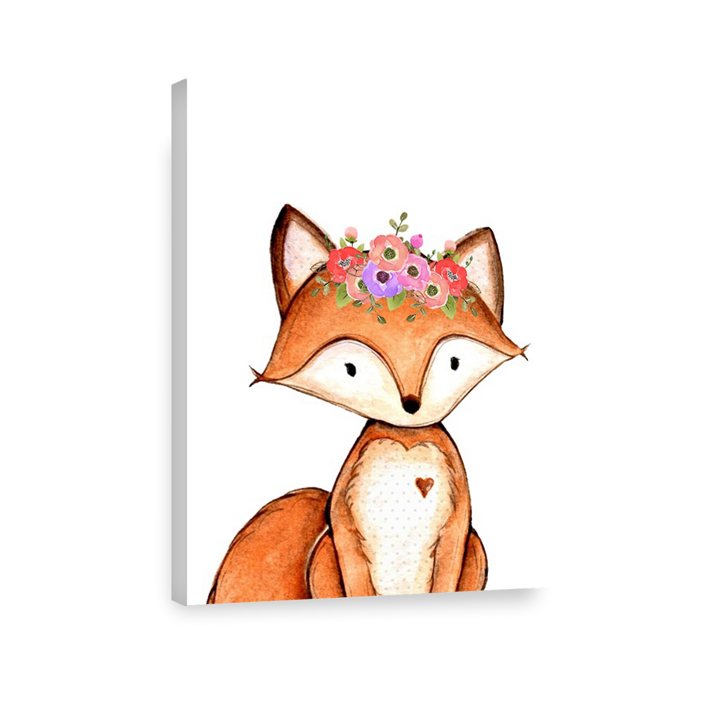 Acuarela Animales Flores Zorro, decoración 228