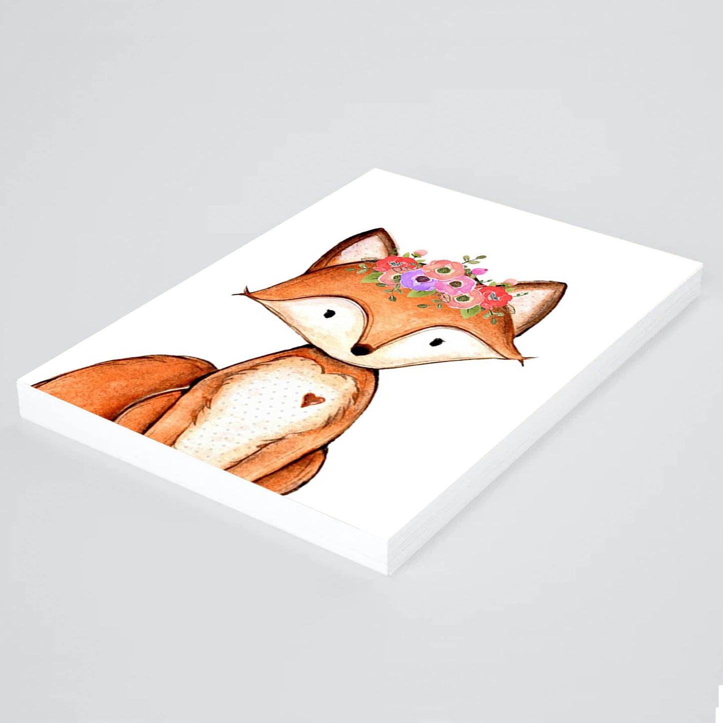 Acuarela Animales Flores Zorro, decoración 228