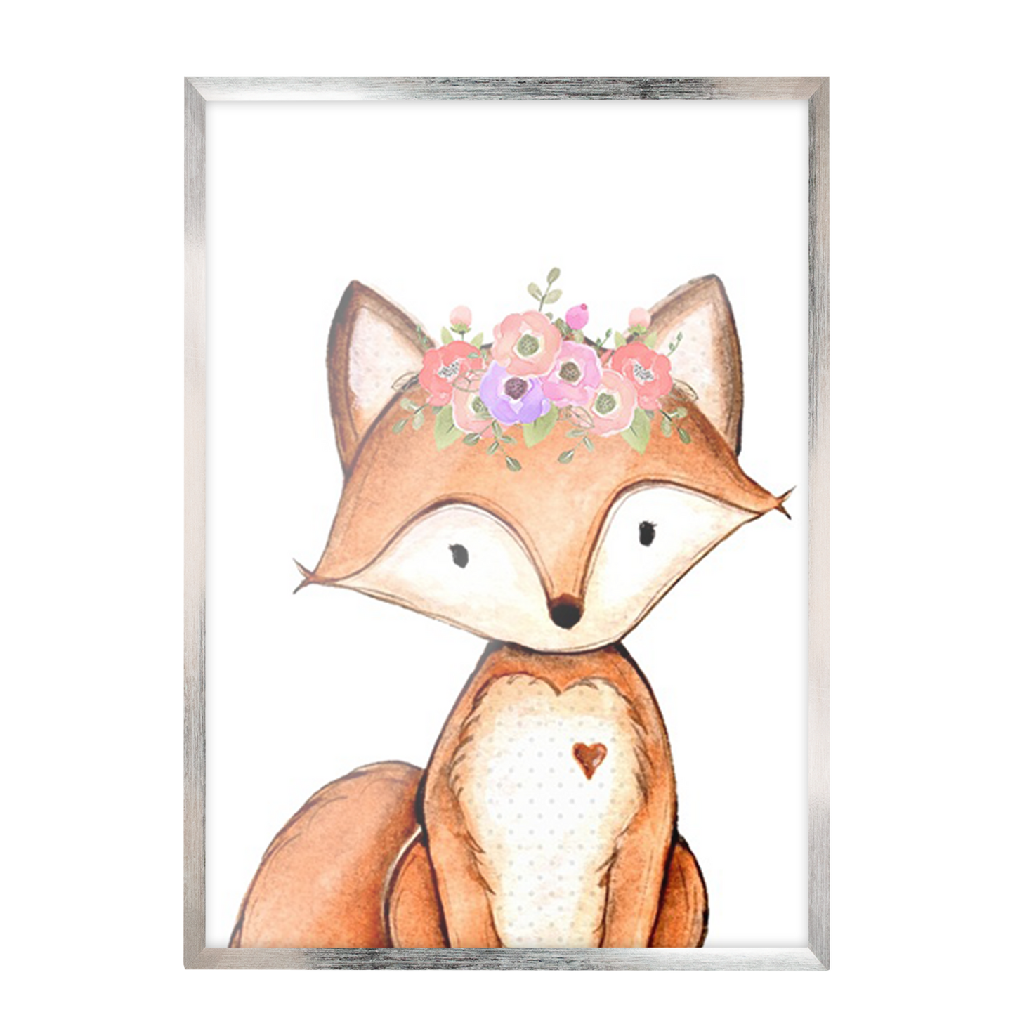 Acuarela Animales Flores Zorro, decoración 228