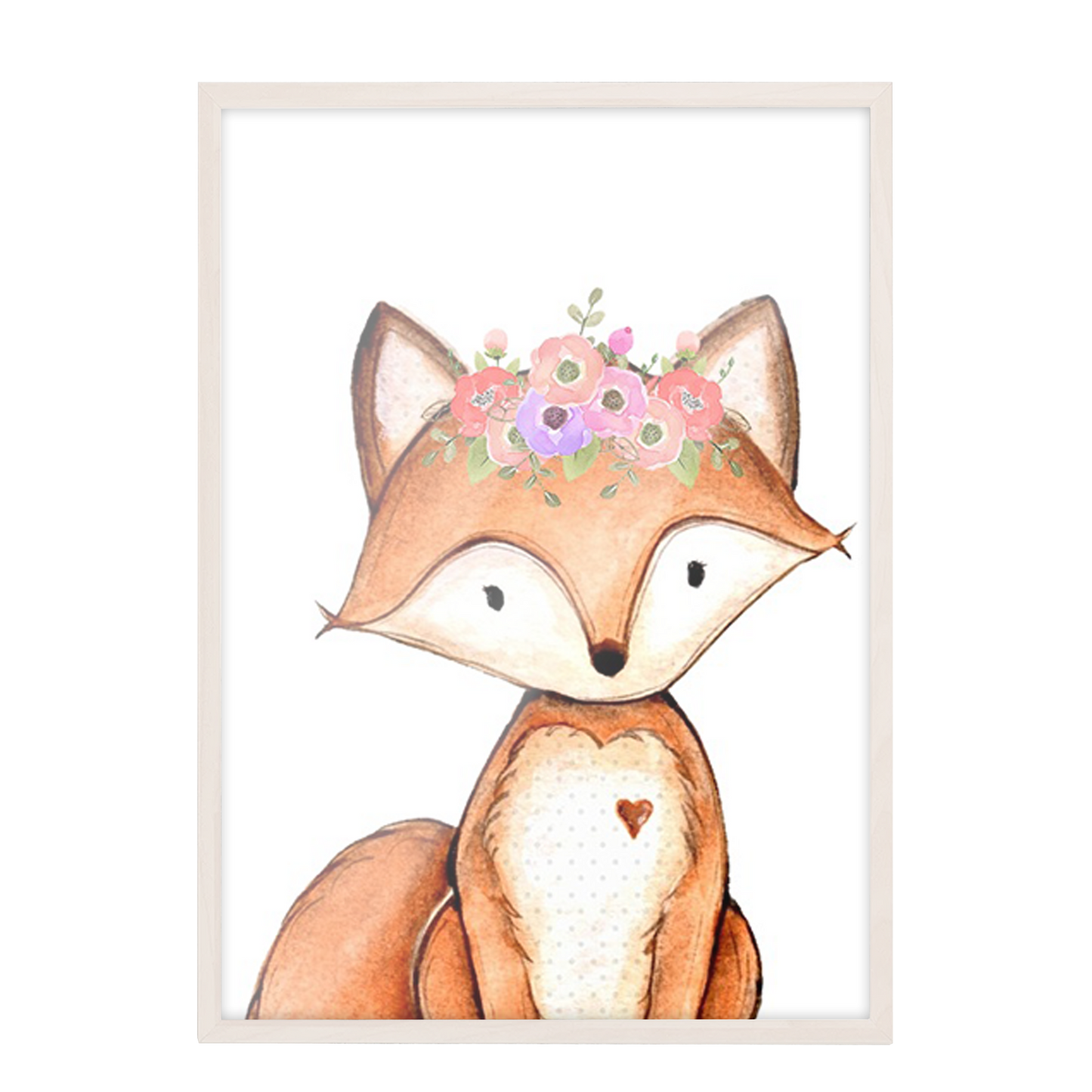 Acuarela Animales Flores Zorro, decoración 228