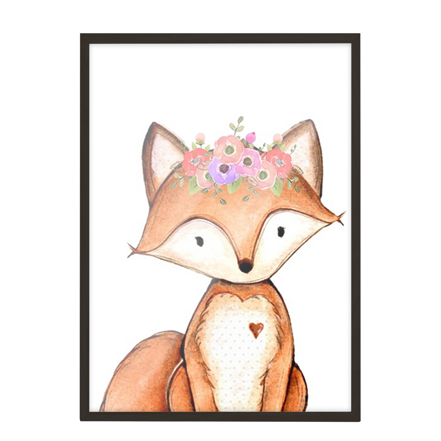 Acuarela Animales Flores Zorro, decoración 228