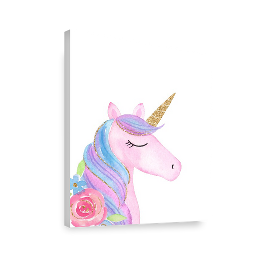 Acuarela Unicornio rosa Flores, Colores decoración 235