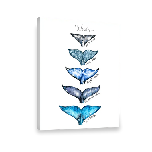 Acuarela Colas de Ballenas Mar Azul