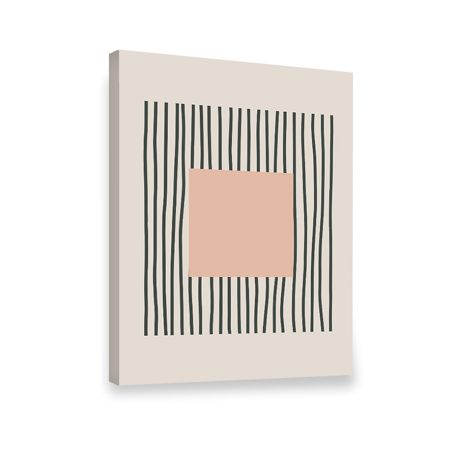 Pintura geométrica lineas negra, beige 372