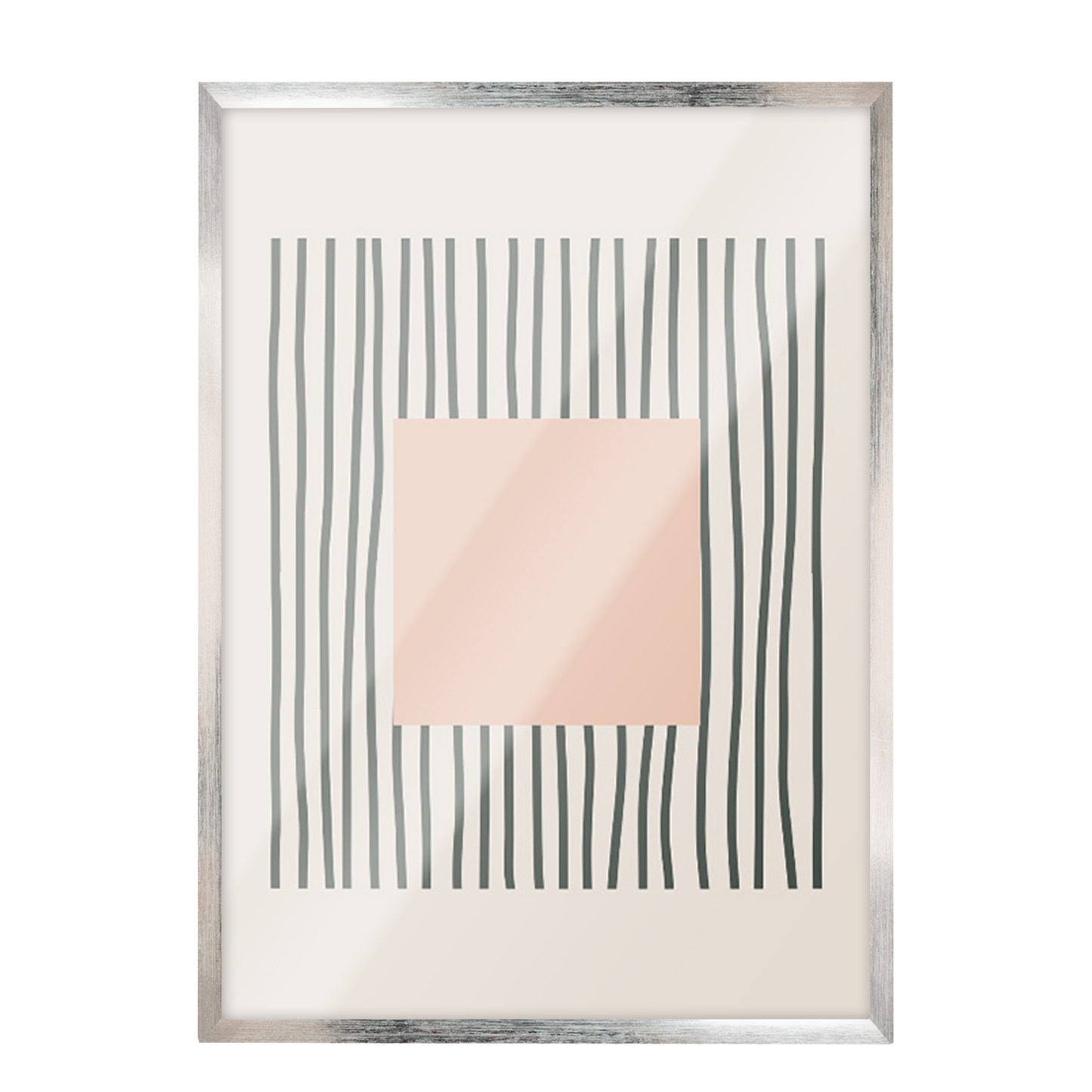 Pintura geométrica lineas negra, beige 372