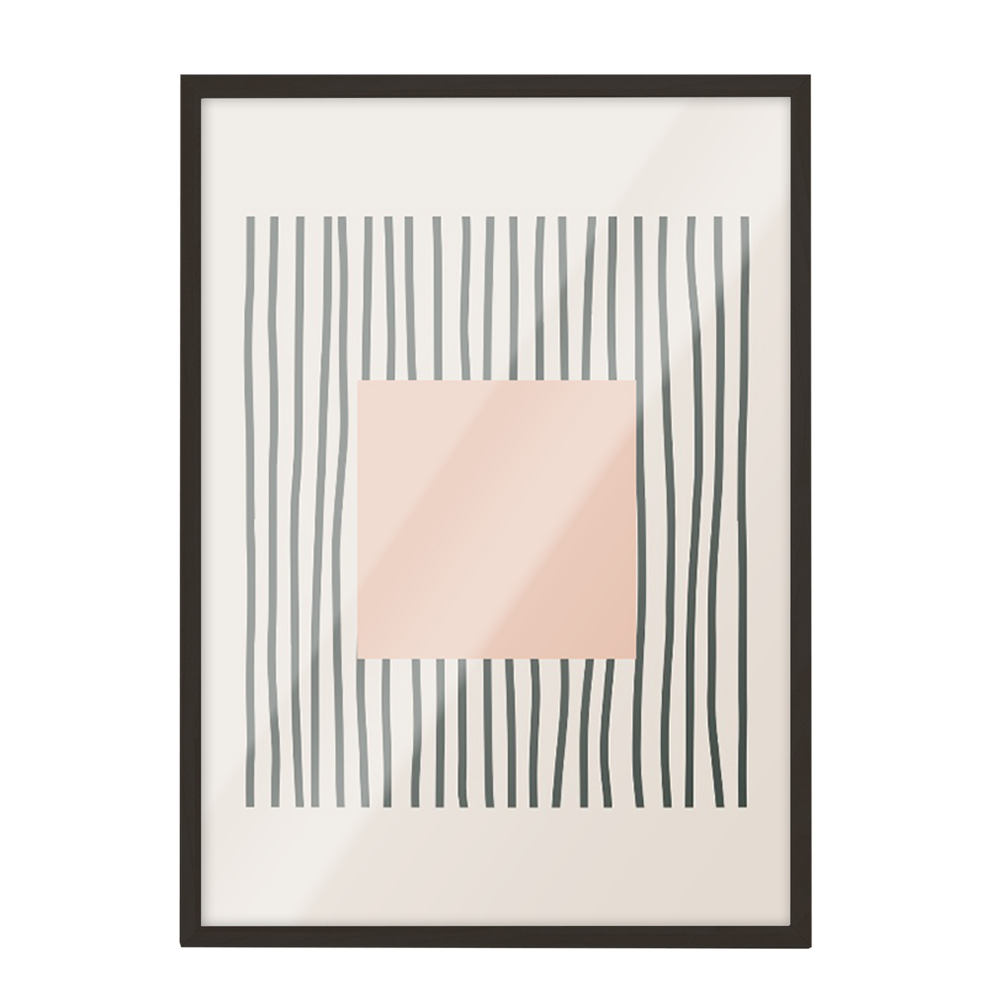 Pintura geométrica lineas negra, beige 372