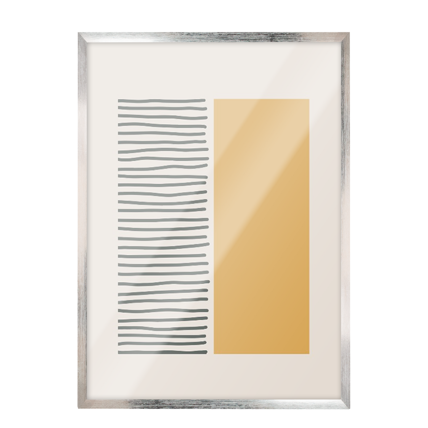 Pintura geométrica lineas negra, beige 374