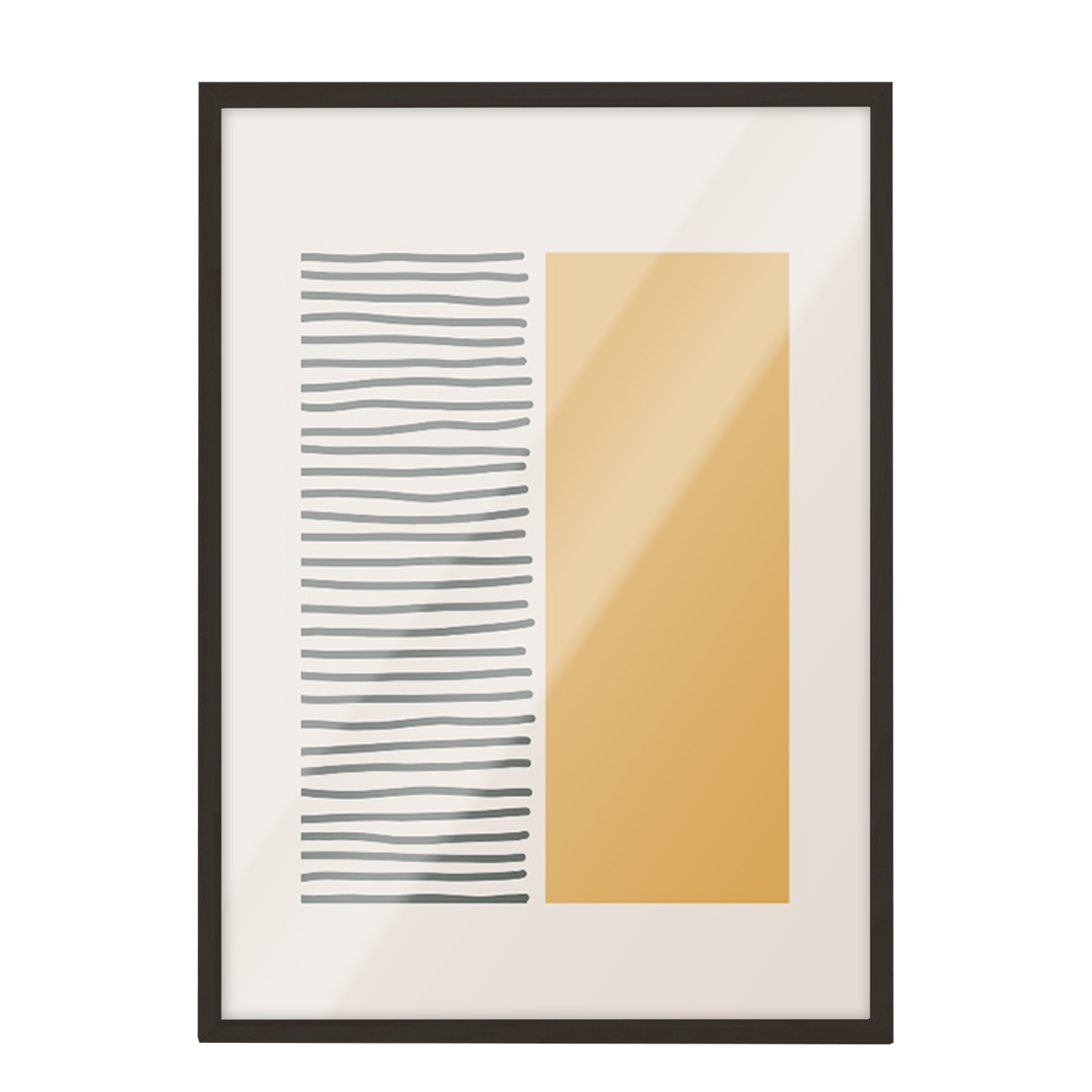 Pintura geométrica lineas negra, beige 374