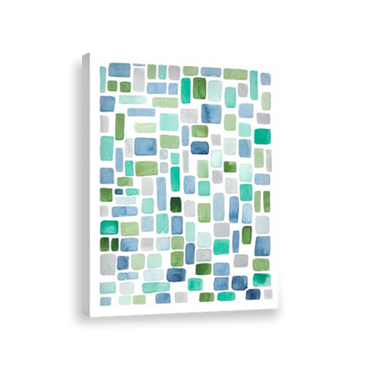 Acuarela Abstracta Mosaicos azules 377