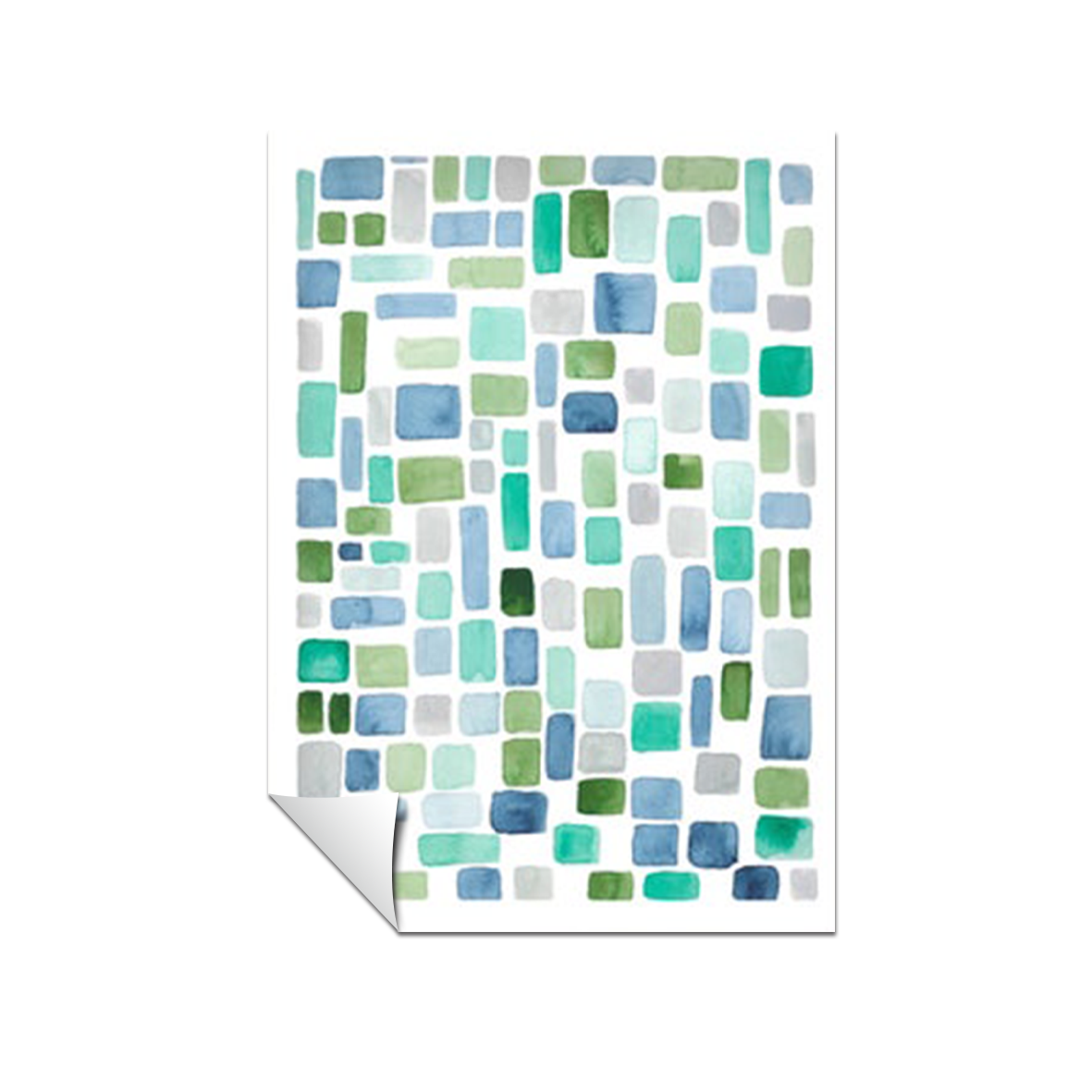 Acuarela Abstracta Mosaicos azules 377
