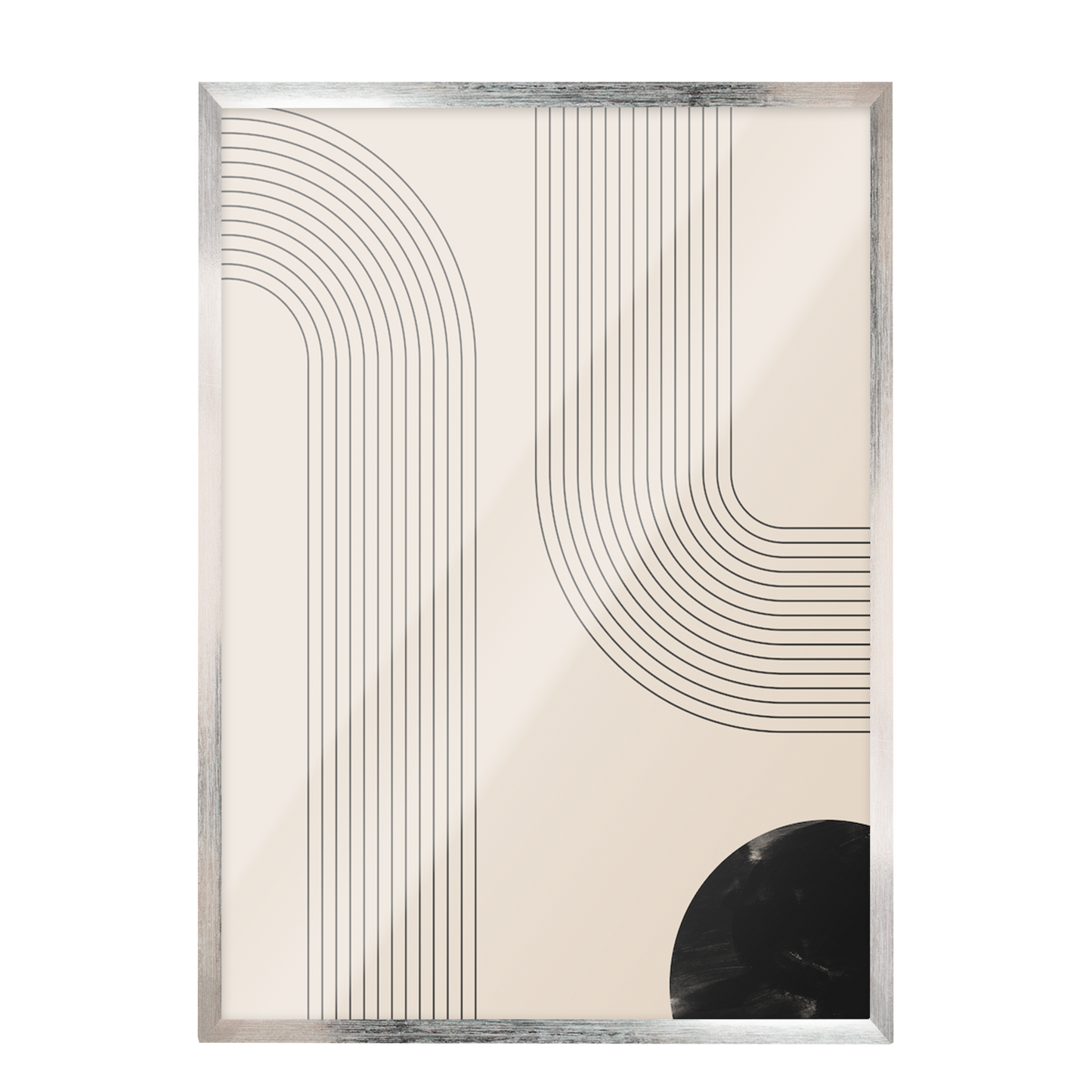 Pintura abstracta lineas negra, beige 42