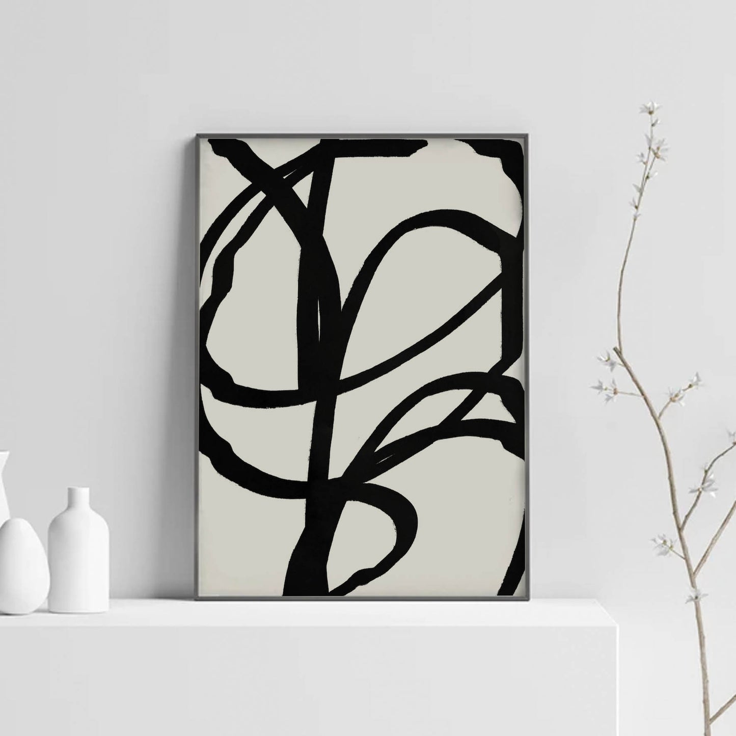 Conjunto de grabados modernos en blanco y negro formas abstractas 51