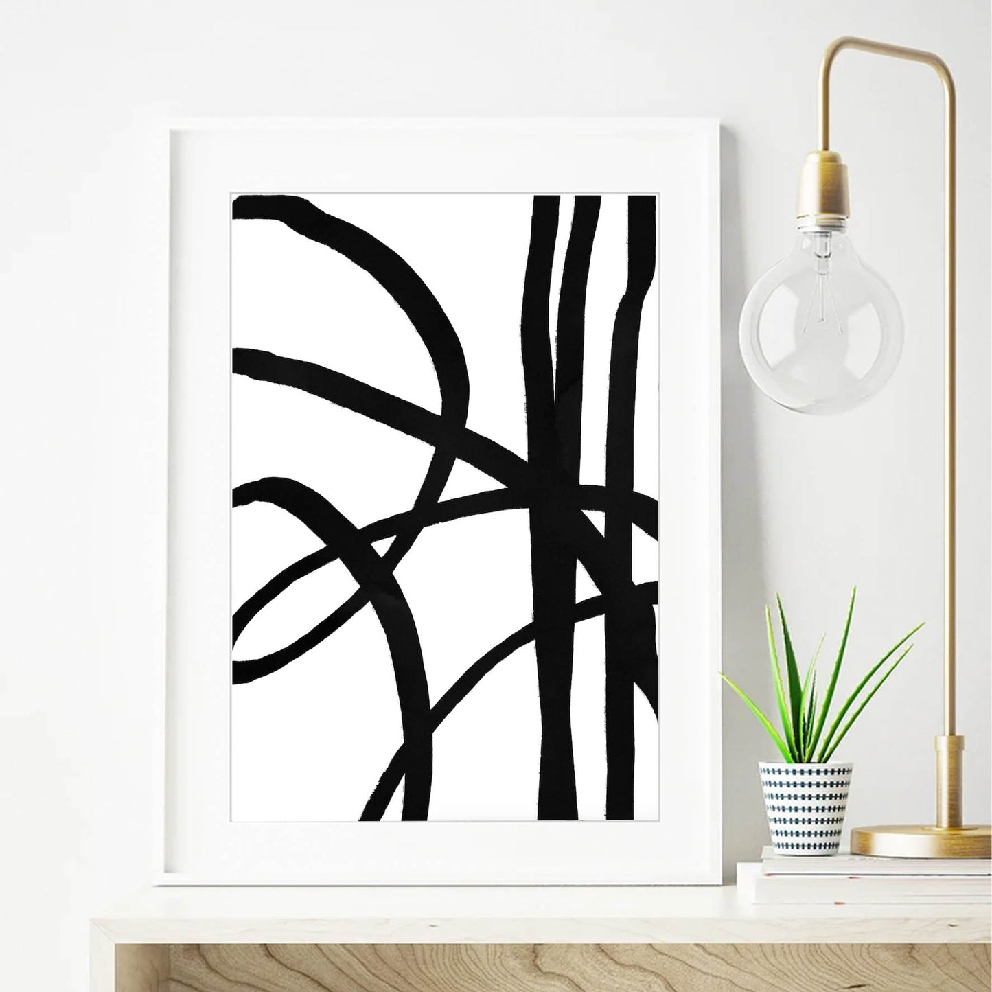 Conjunto de grabados modernos en blanco y negro formas abstractas 52