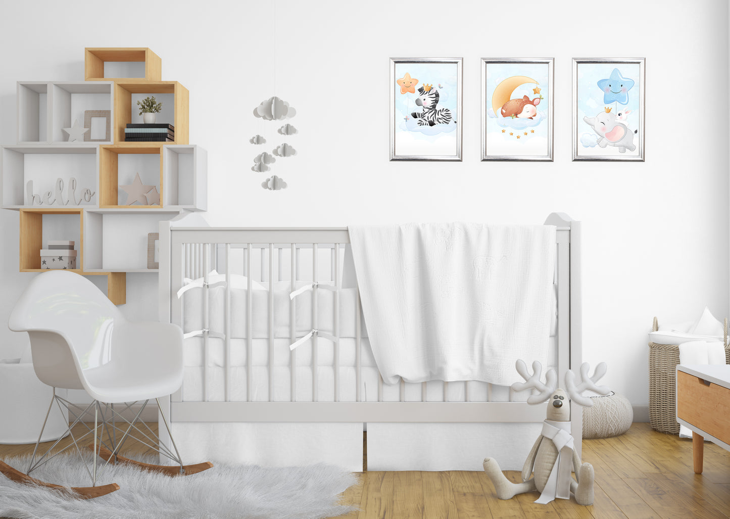 Set 3 Cuadros Animalitos Para Bebe Niño Niña Con Marco