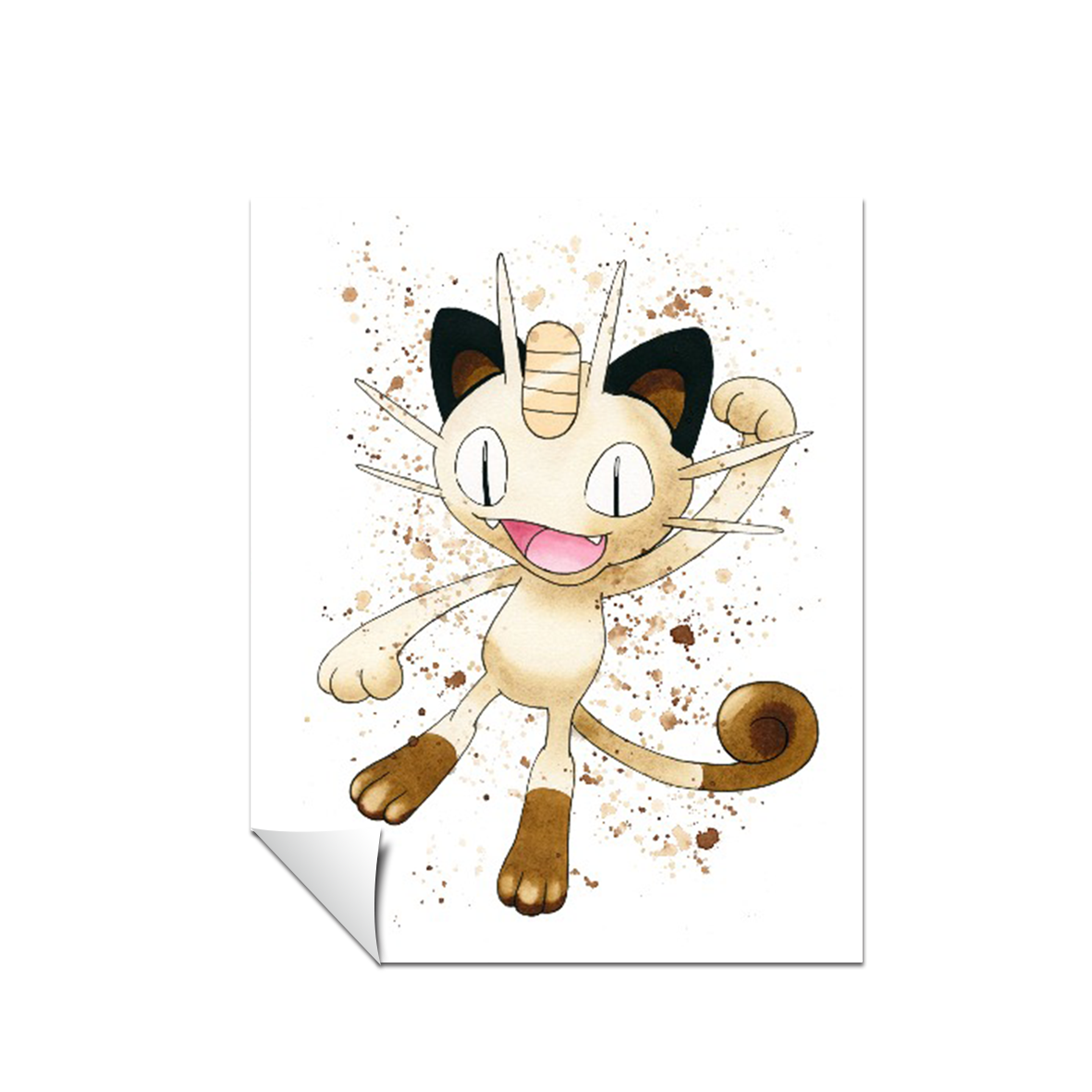 Pokemon arte de acuarela Meowth 167