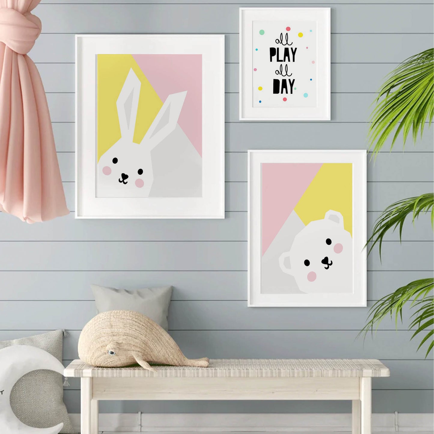 Ilustración Letras All play all day, Colores decoración 205