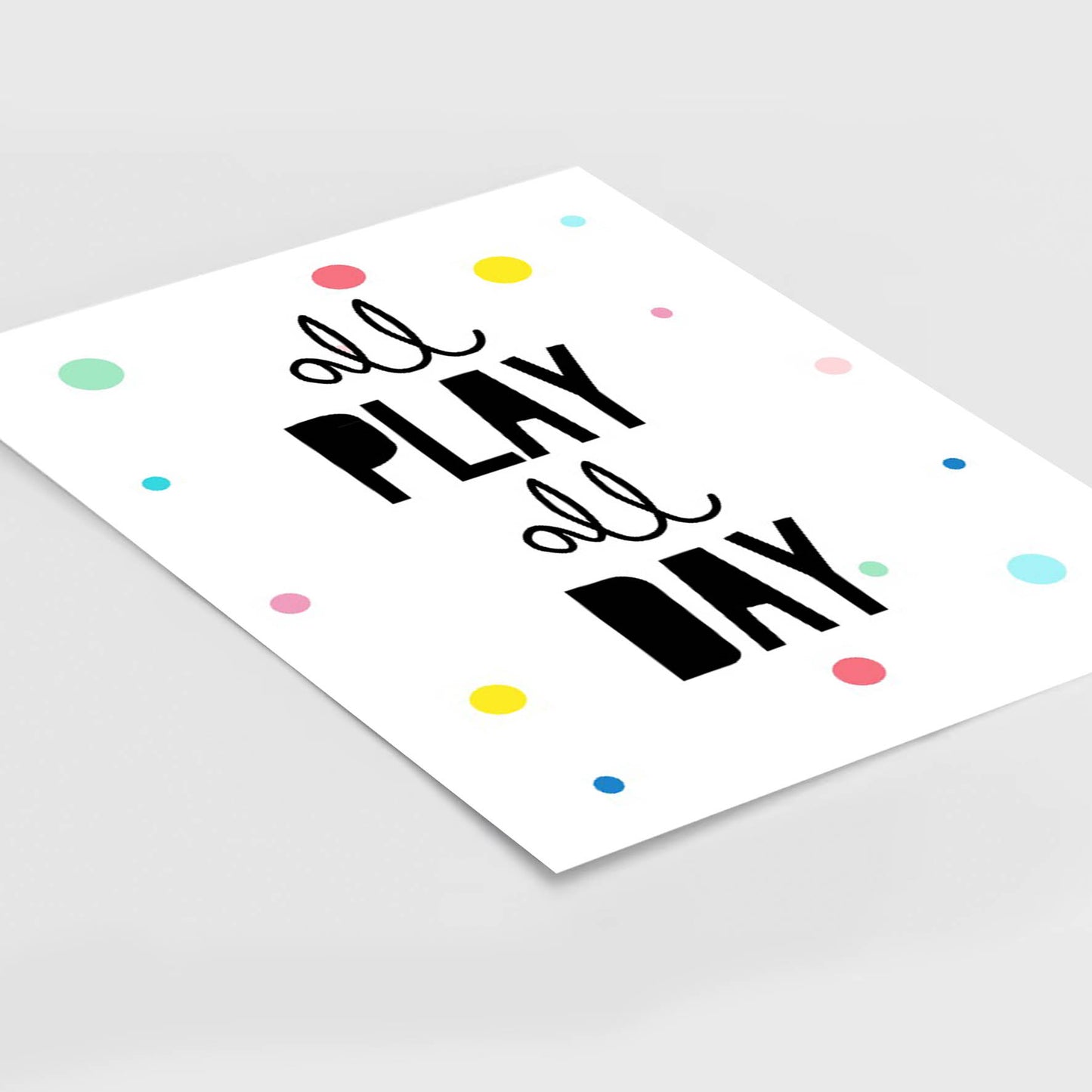 Ilustración Letras All play all day, Colores decoración 205