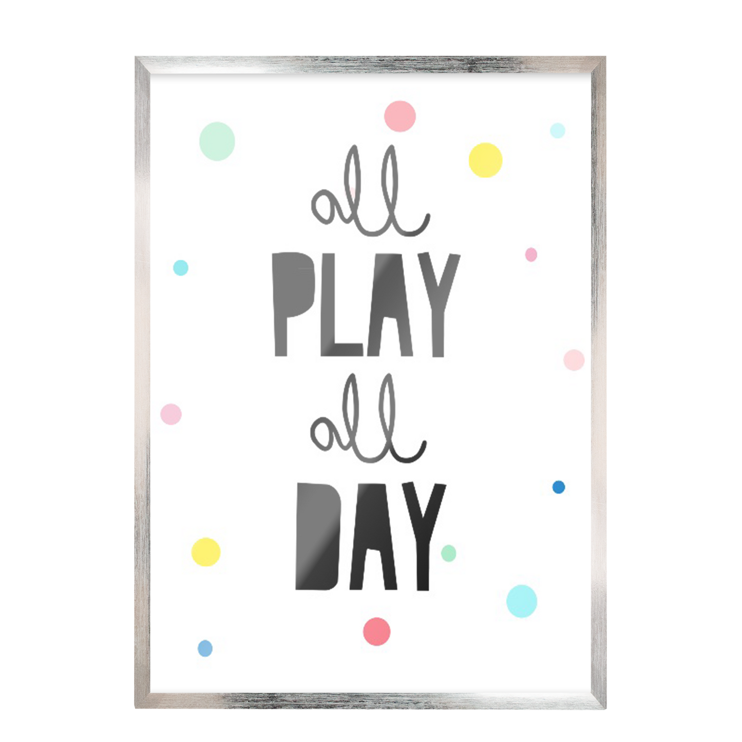 Ilustración Letras All play all day, Colores decoración 205
