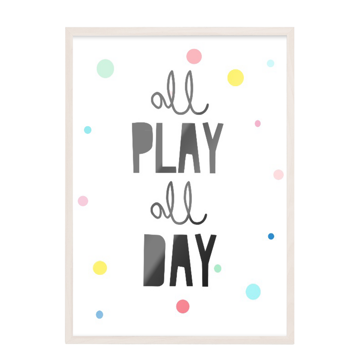 Ilustración Letras All play all day, Colores decoración 205