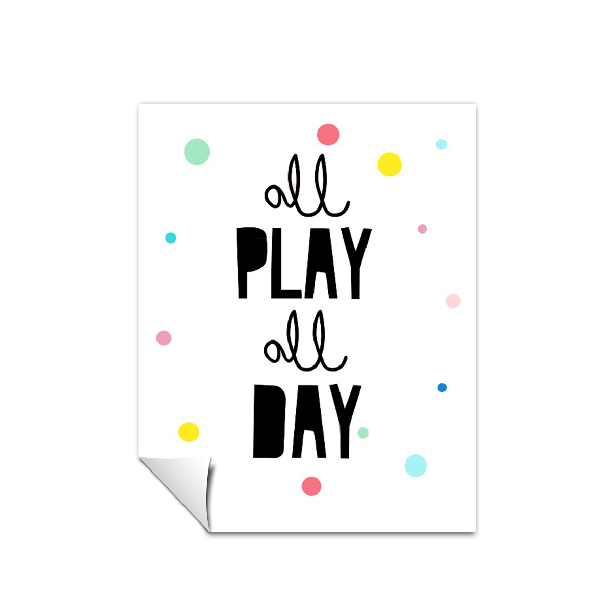 Ilustración Letras All play all day, Colores decoración 205