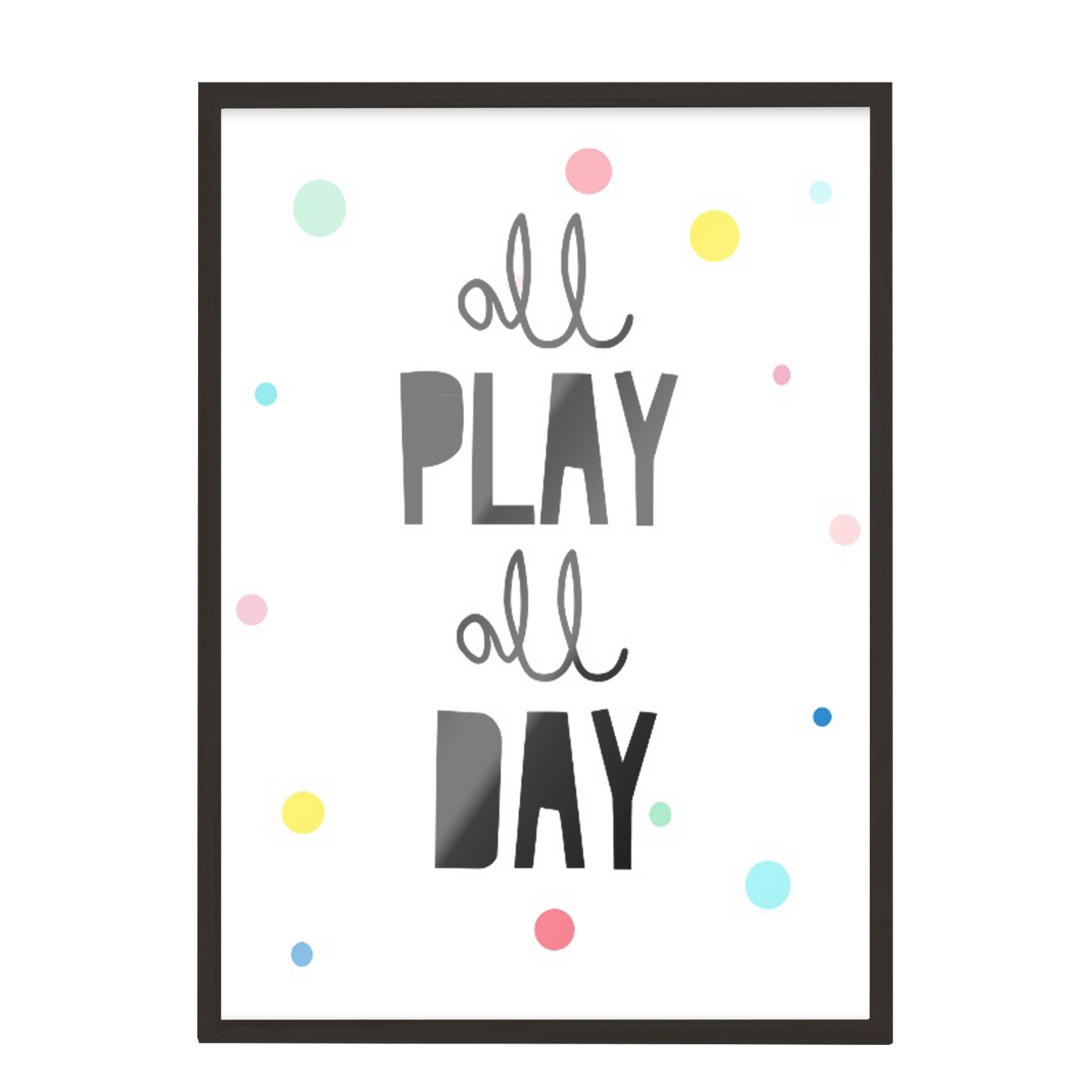 Ilustración Letras All play all day, Colores decoración 205
