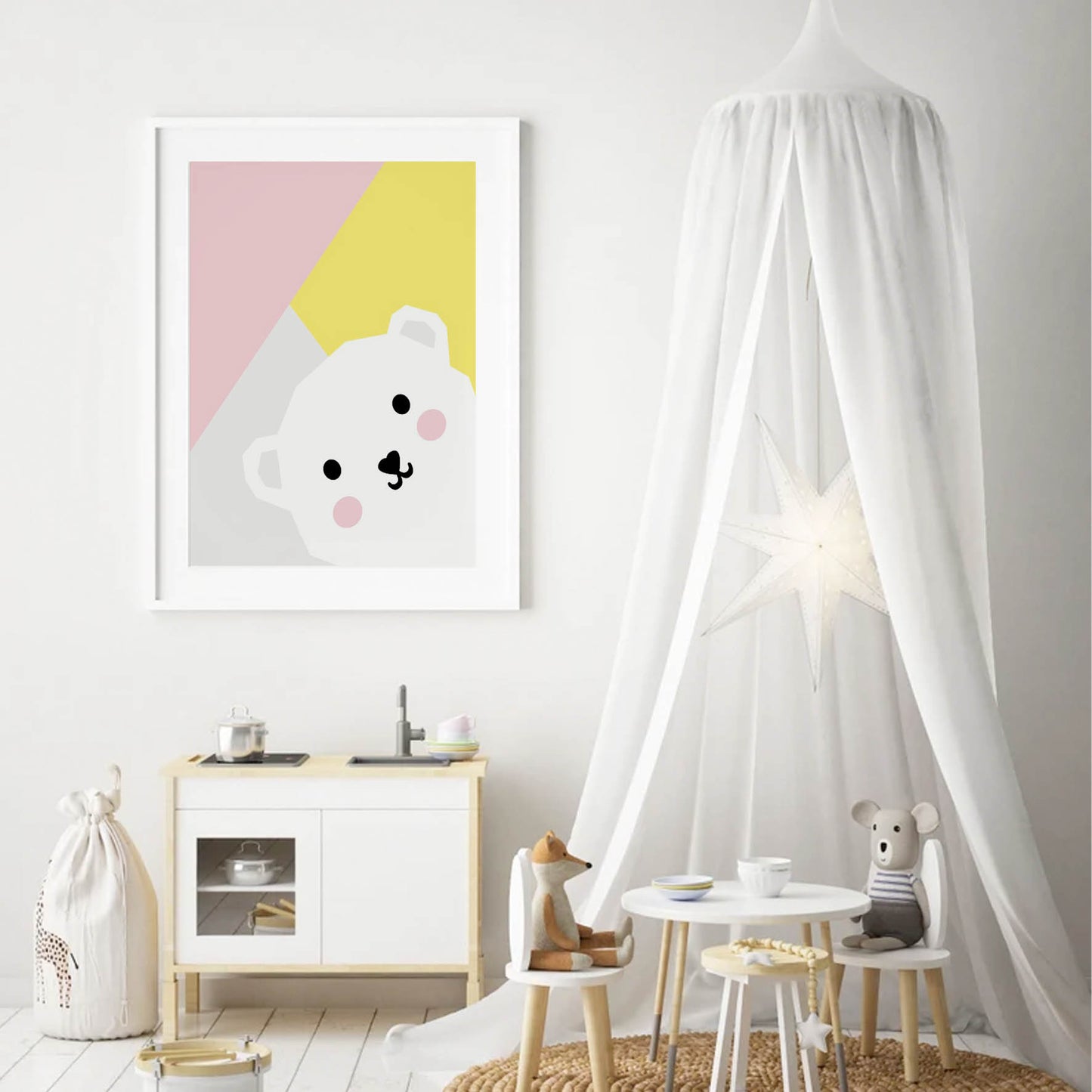 Ilustración oso geométrico, Colores decoración 206