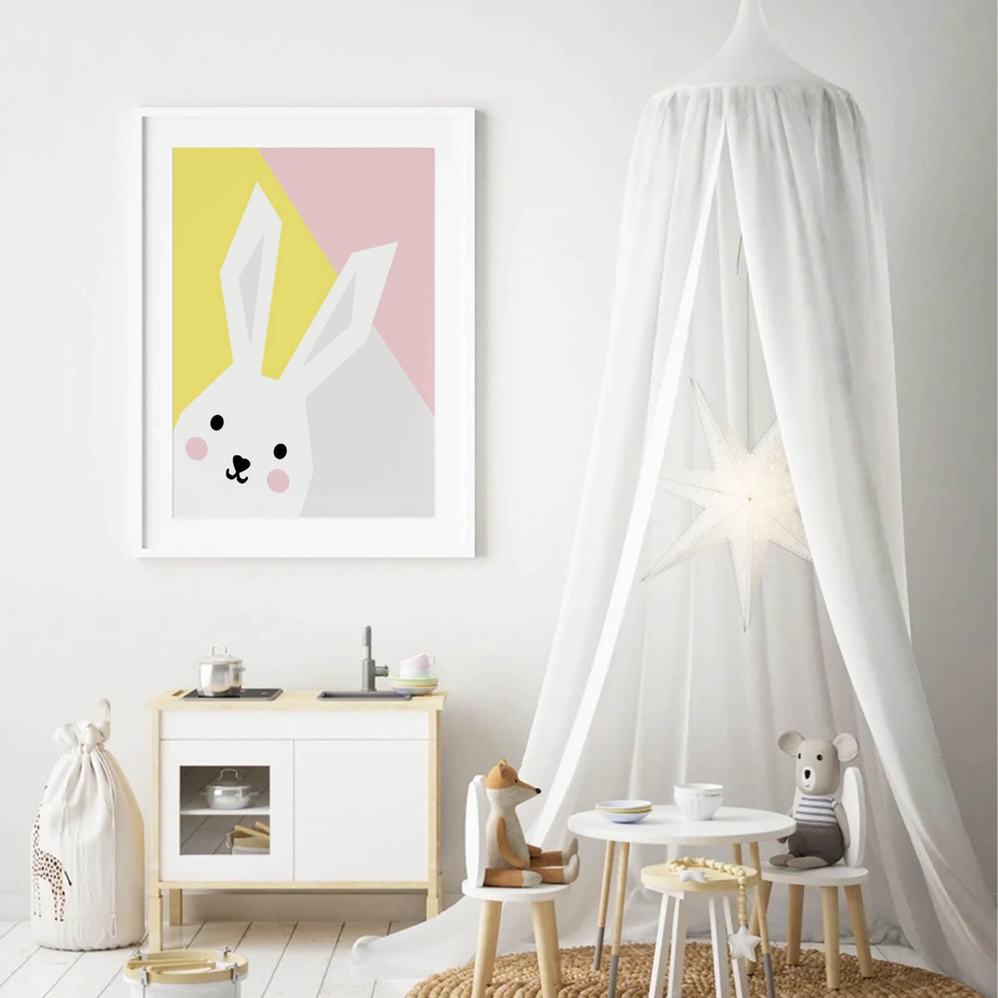 Ilustración conejo geométrico, Colores decoración 207