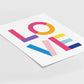 Ilustración letras colores Love , decoración 218