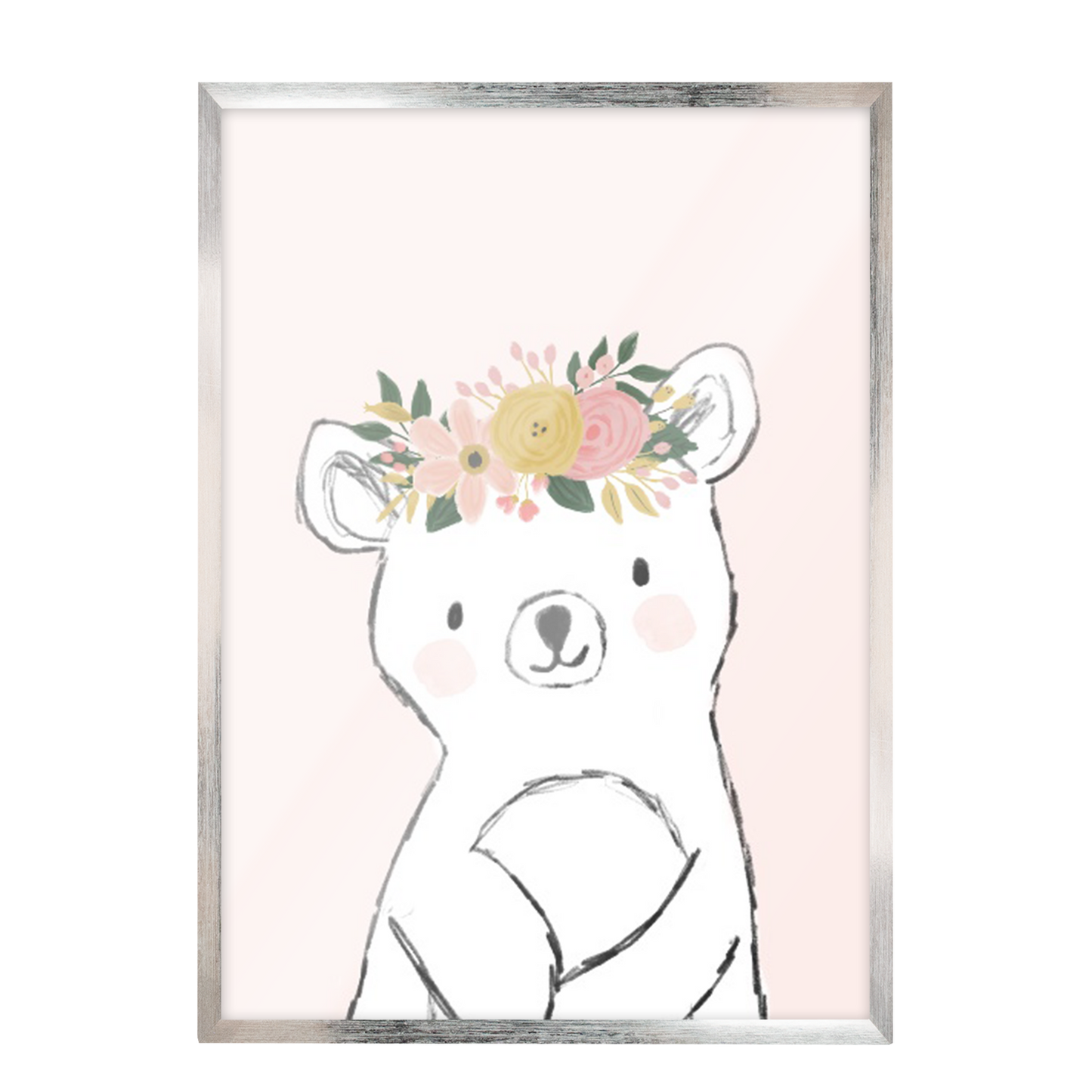 Ilustración Animales Oso Flores, decoración 223