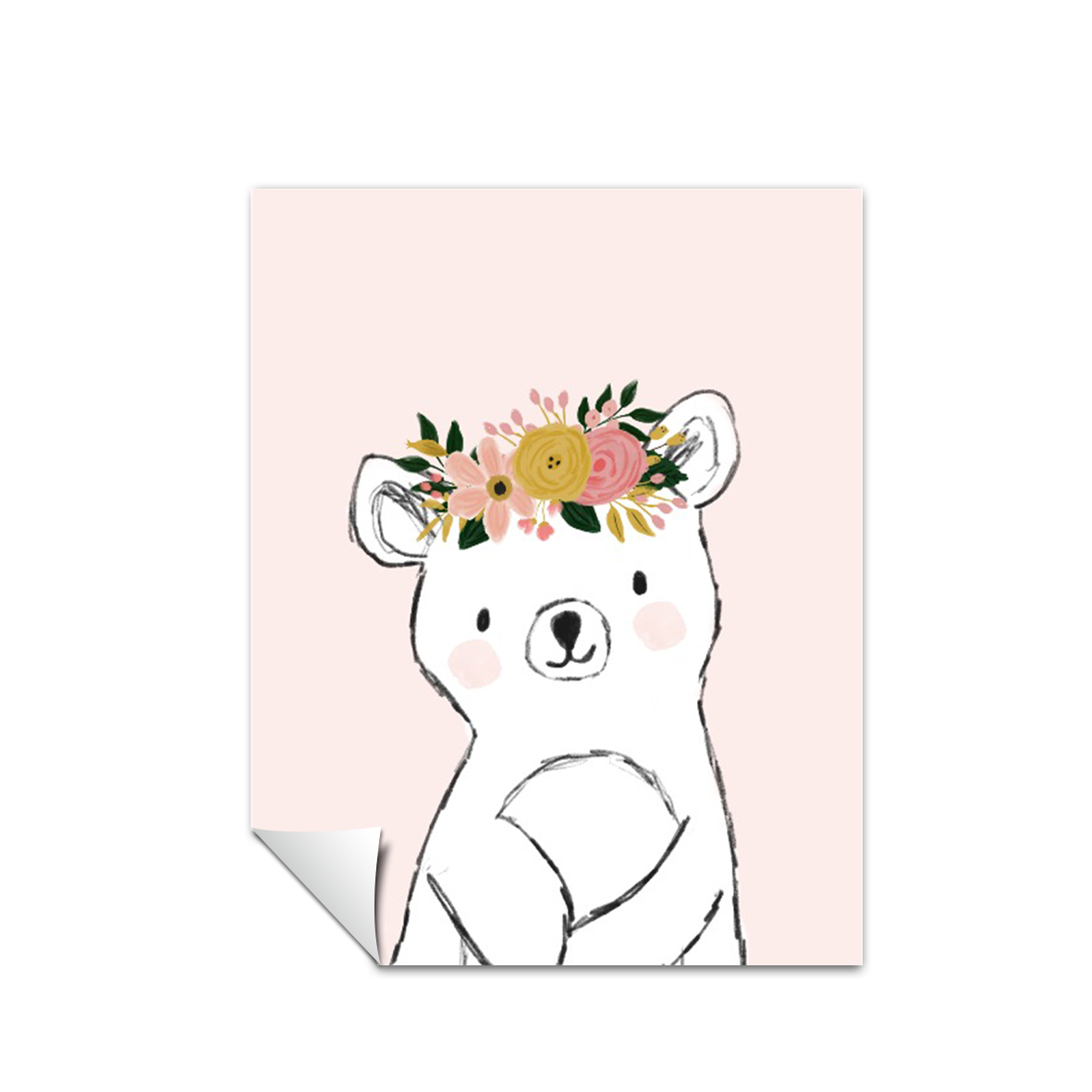 Ilustración Animales Oso Flores, decoración 223