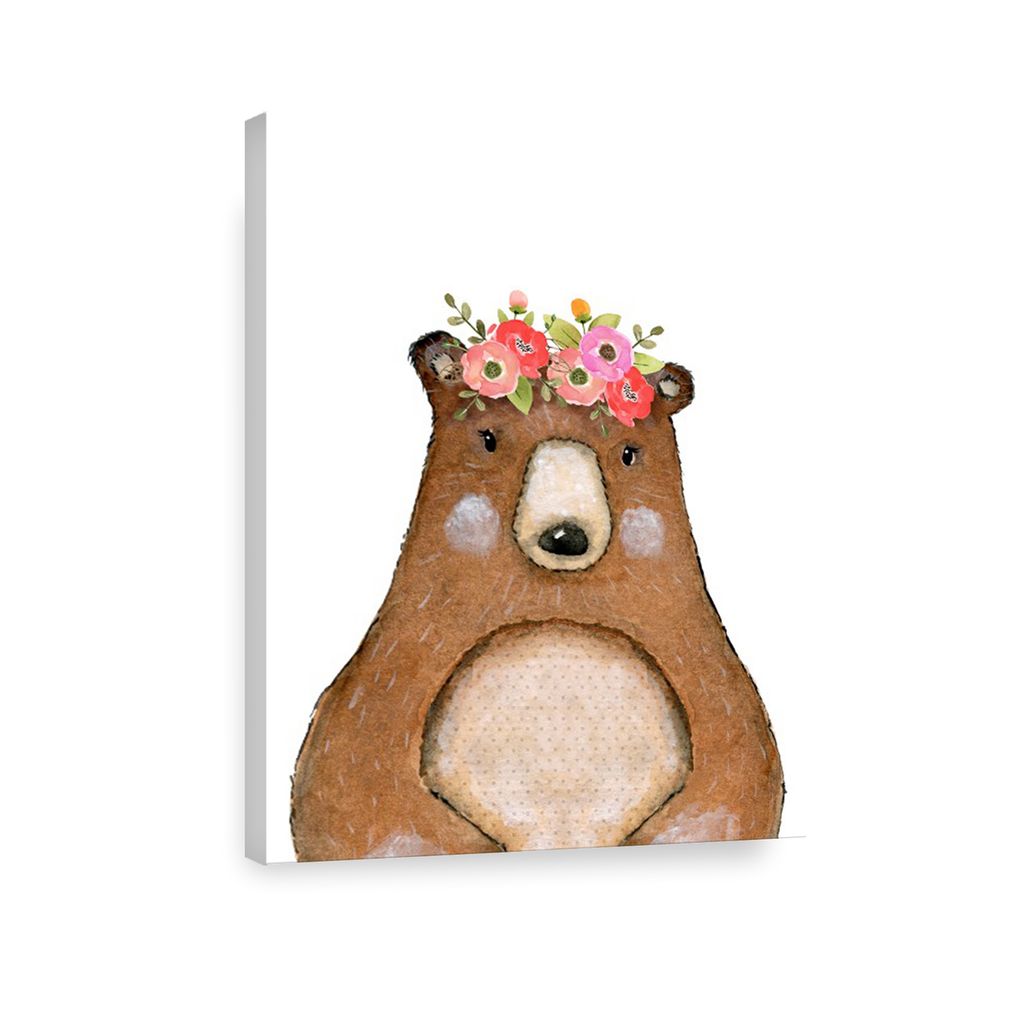 Acuarela Animales Flores Oso, decoración 224