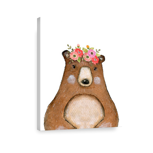 Acuarela Animales Flores Oso, decoración 224