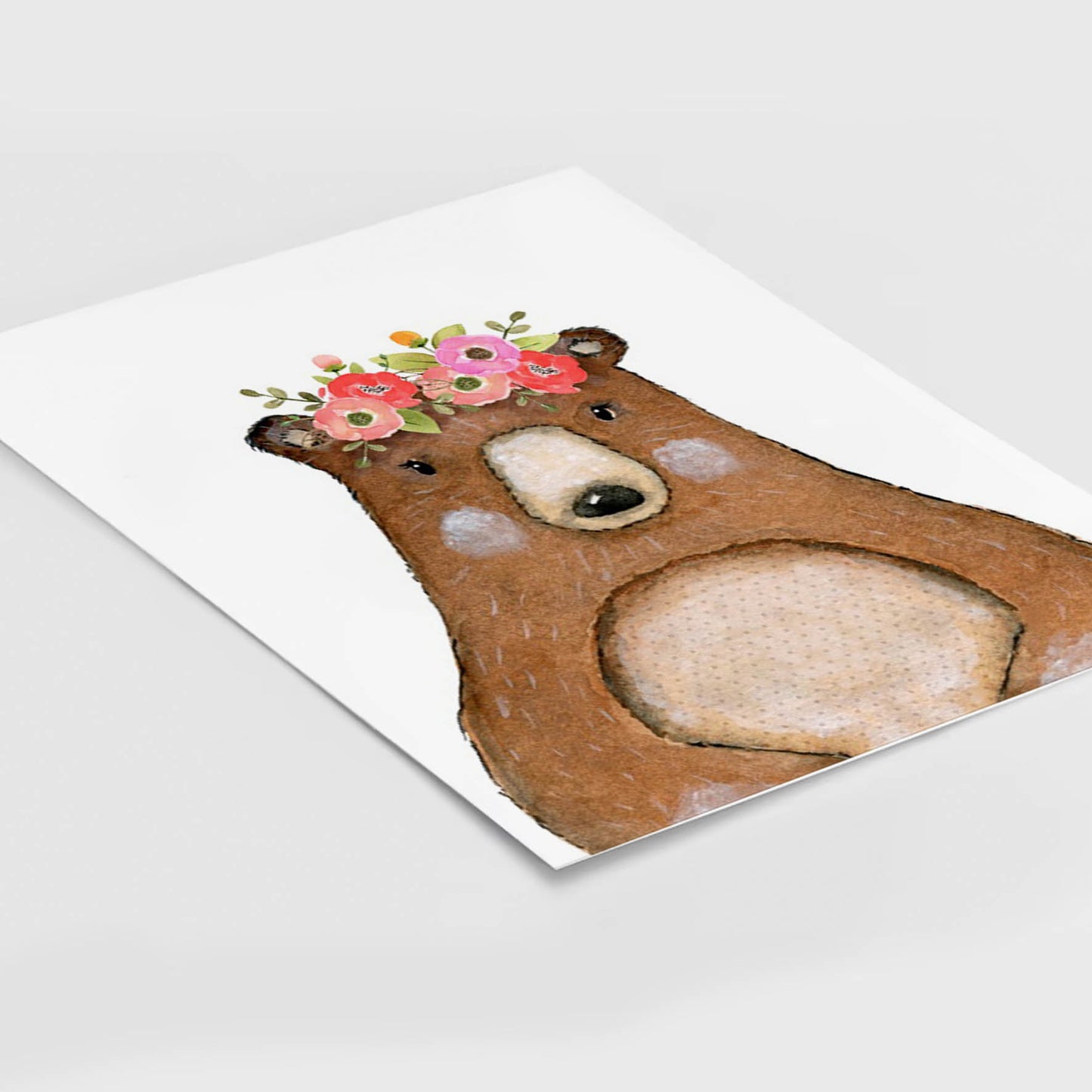 Acuarela Animales Flores Oso, decoración 224