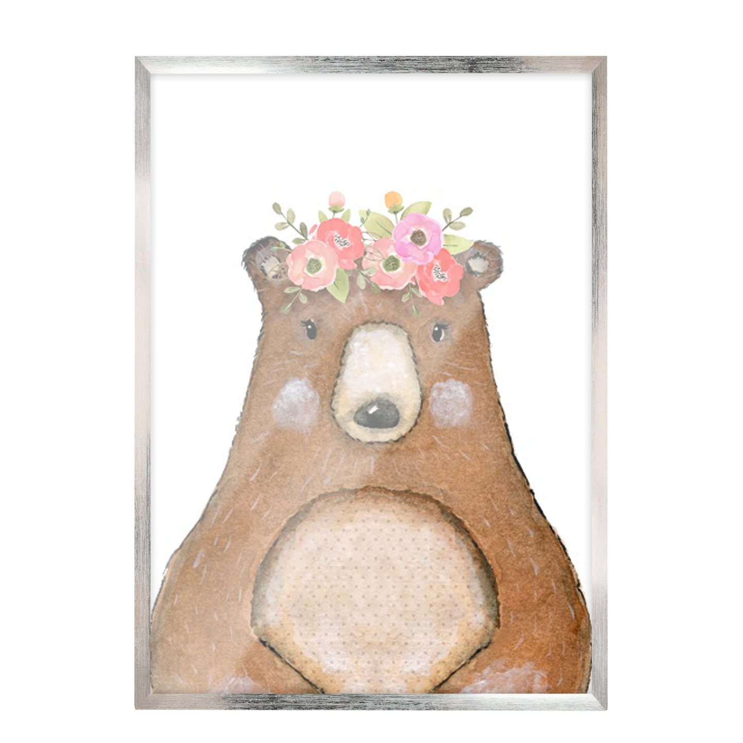 Acuarela Animales Flores Oso, decoración 224