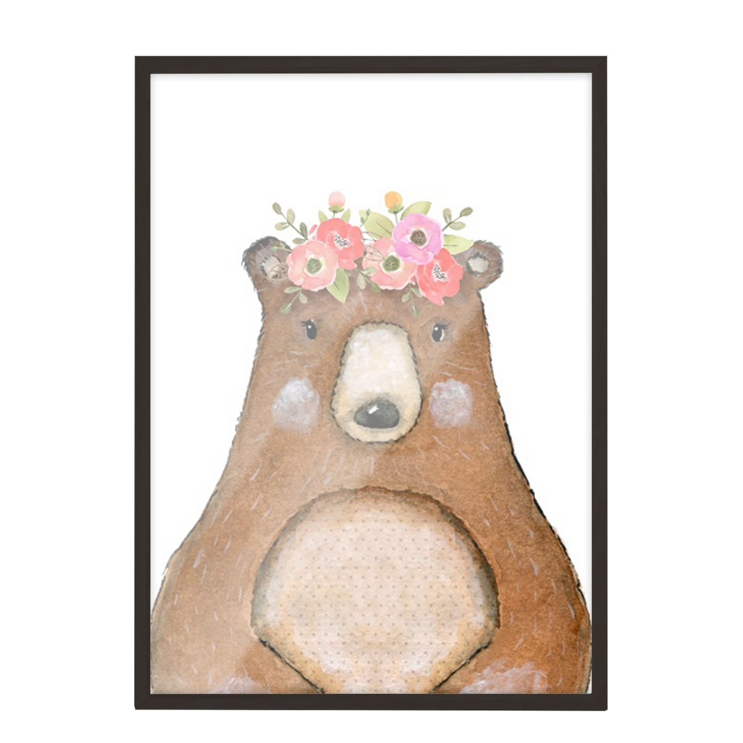 Acuarela Animales Flores Oso, decoración 224