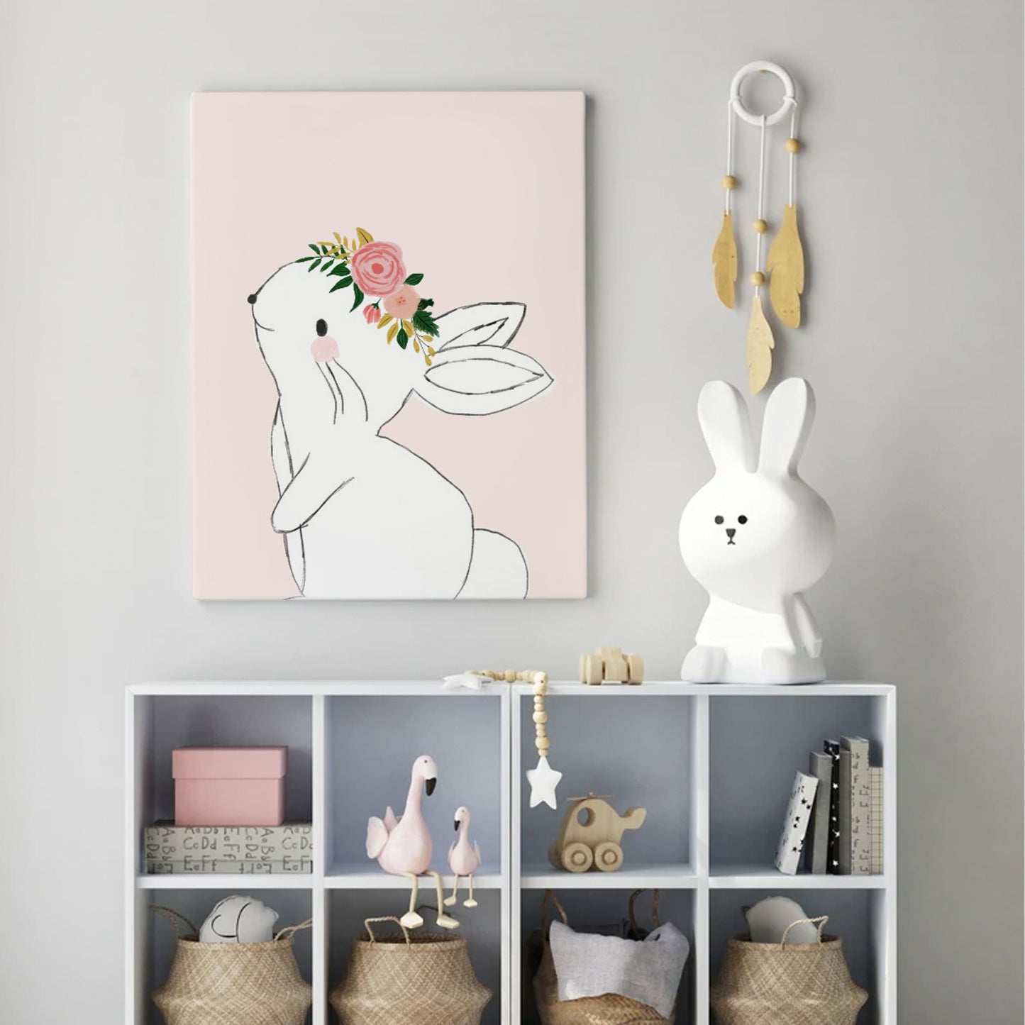 Ilustración Animales Conejo Flores, decoración 225
