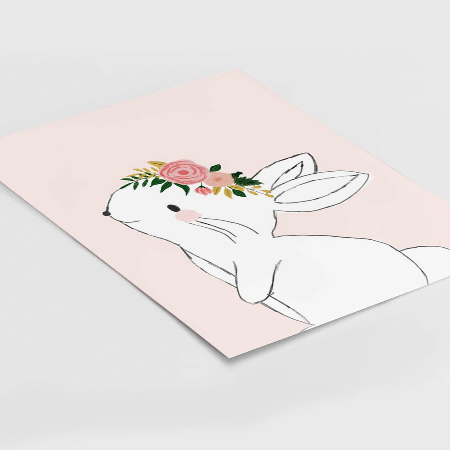 Ilustración Animales Conejo Flores, decoración 225