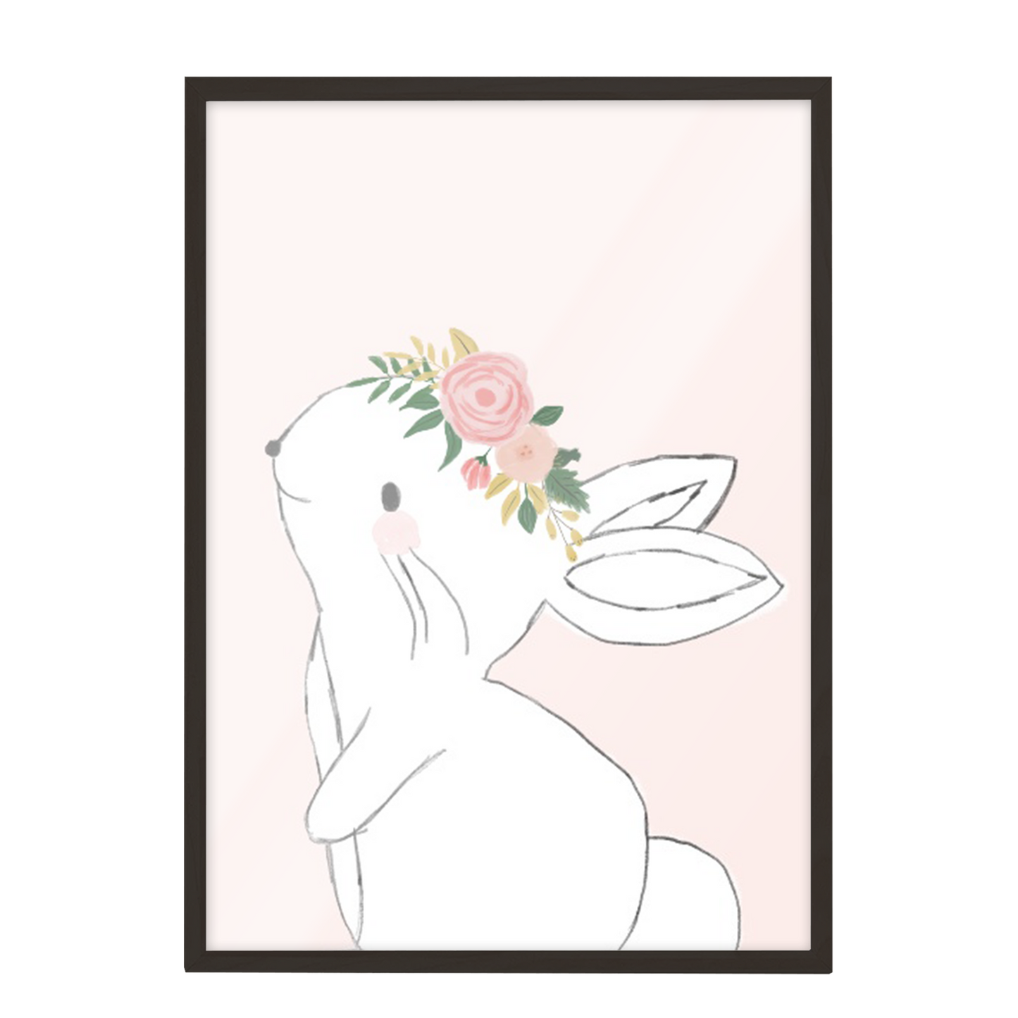 Ilustración Animales Conejo Flores, decoración 225
