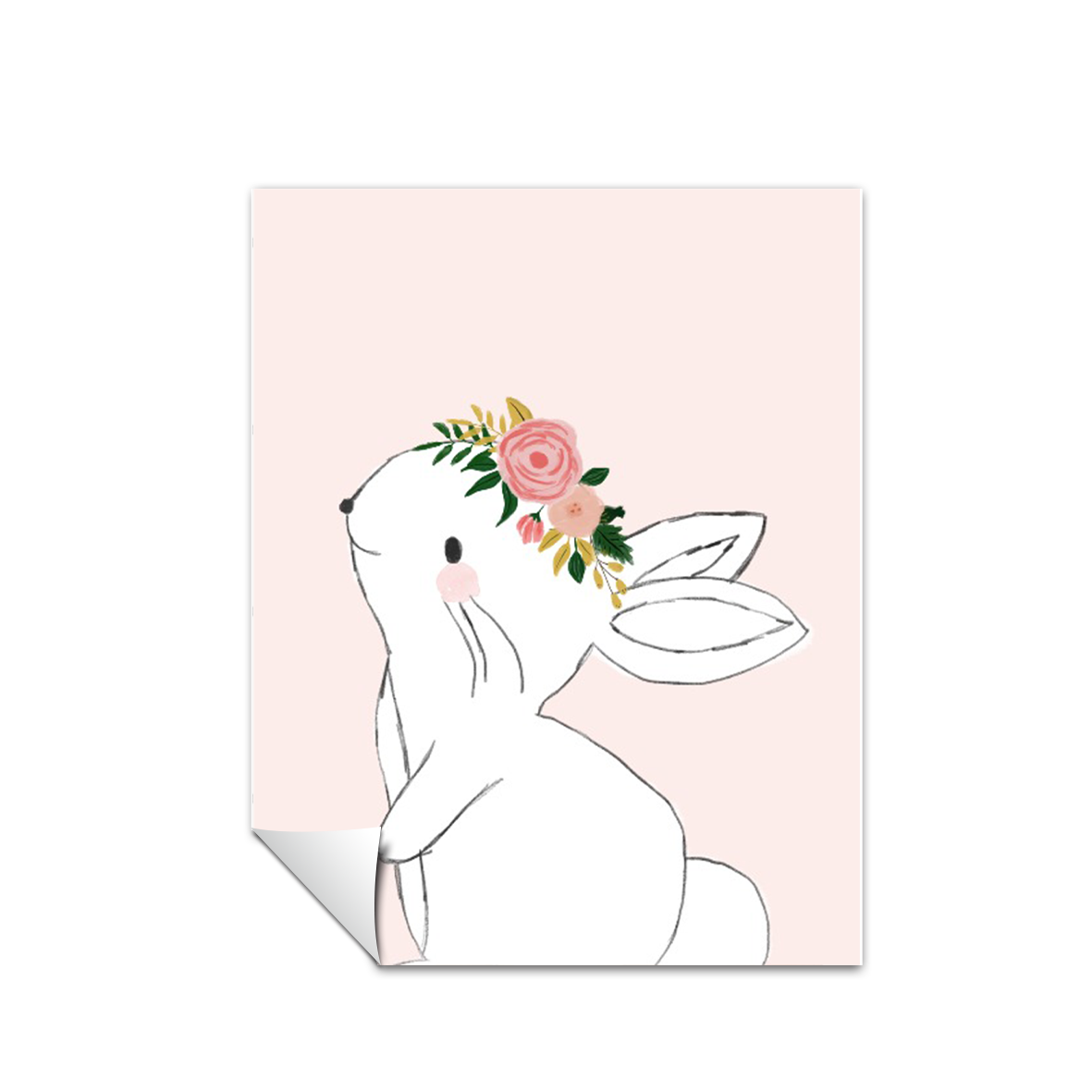 Ilustración Animales Conejo Flores, decoración 225