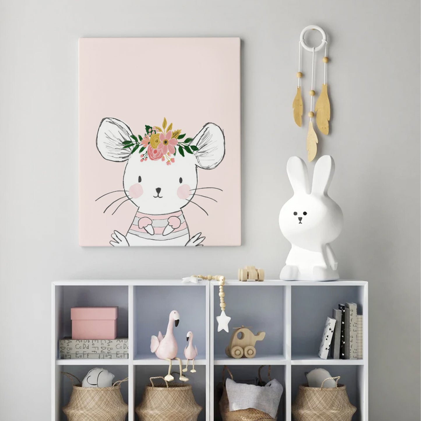 Ilustración Animales Ratón Flores, decoración 225