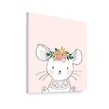Ilustración Animales Ratón Flores, decoración 225