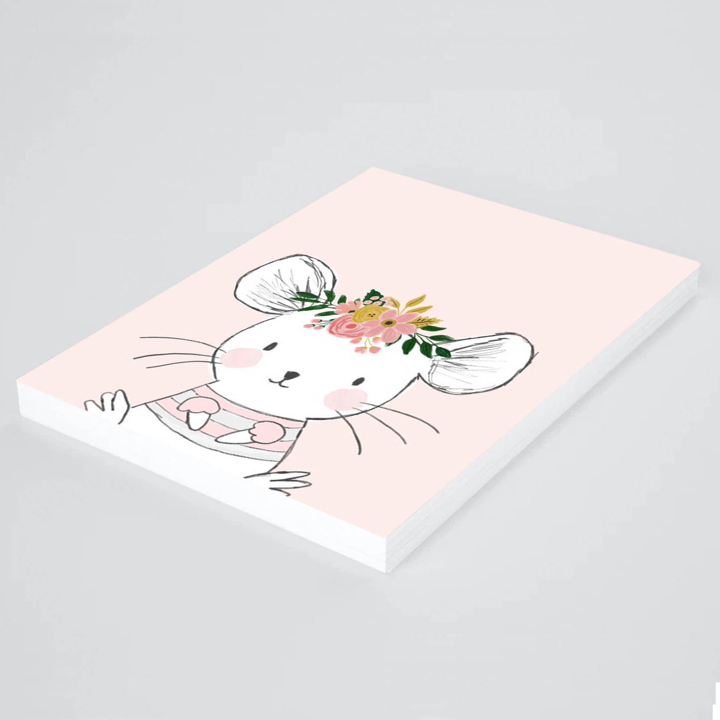 Ilustración Animales Ratón Flores, decoración 225