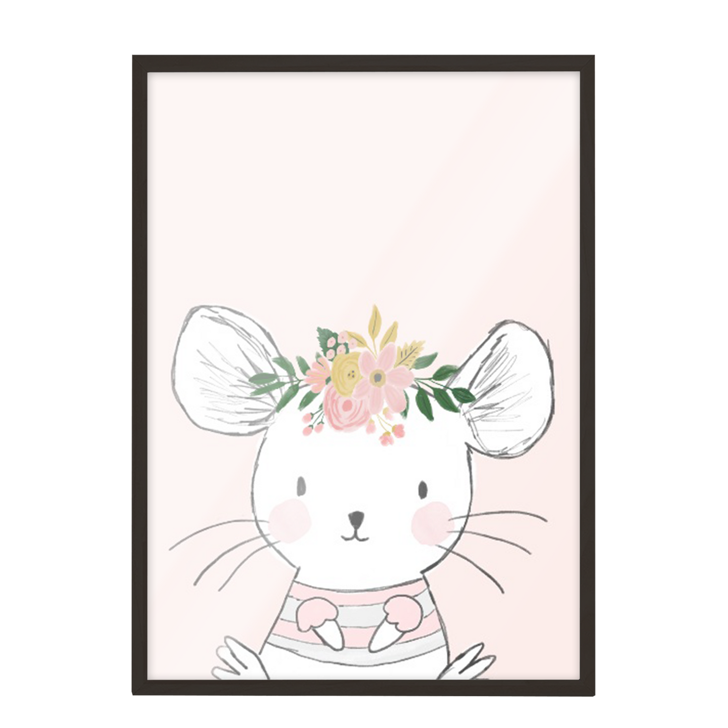 Ilustración Animales Ratón Flores, decoración 225